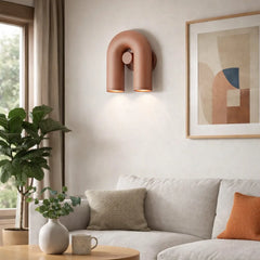 Aplique de Pared Terracota Moderno con Lector Forma de U Salón