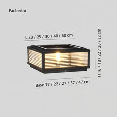 Sobremuro exterior solar moderno IP65 de vidrio rectangular para pilar