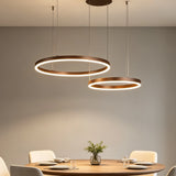 Lámpara colgante de anillos de diseño moderno con LED regulable en altura para salón