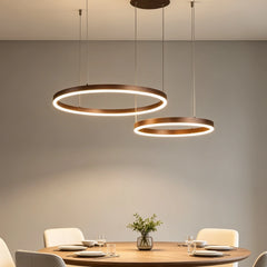 Lámpara colgante de anillos de diseño moderno con LED regulable en altura para salón