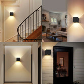 Aplique de Pared para Exterior con Doble Cabezal Cuadrado