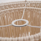Lámpara colgante de macramé boho blanca con pantalla de borlas para salón
