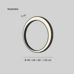Aplique de pared exterior moderno LED negro con diseño de anillo IP65