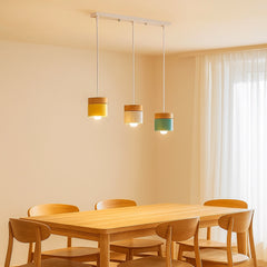 Lámpara colgante nórdica cilíndrica LED color Morandi para comedor