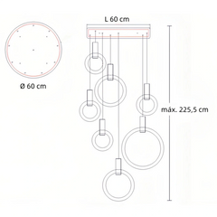Lámpara colgante de anillos nórdica LED regulable de madera para escalera
