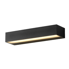 Aplique de pared exterior LED rectangular moderno negro de metal para porche