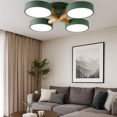 Lámpara de Techo de Madera Multicabezal Nórdica con LED para Salón