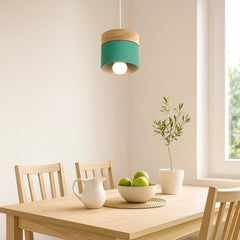 Lámpara colgante nórdica cilíndrica LED color Morandi para comedor