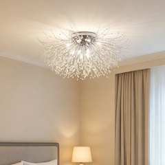Lámpara de techo sputnik moderna de cristal con LED para dormitorio