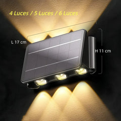 Aplique de pared exterior solar LED bidireccional negro moderno IP65