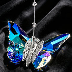 Lámpara colgante mariposa de cristal elegante con LED para mesita de noche