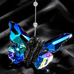 Lámpara colgante mariposa de cristal elegante con LED para mesita de noche