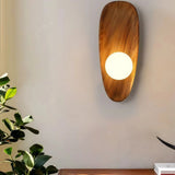 Apliques de pared de madera japonés con luz LED suave para dormitorio