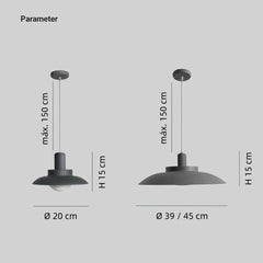Lámpara colgante exterior moderna de aluminio con LED IP65 para terraza