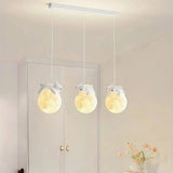 Lámpara colgante de tres luces LED infantil con diseño de osos y conejos para isla de cocina