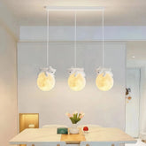 Lámpara colgante de tres luces LED infantil con diseño de osos y conejos para isla de cocina