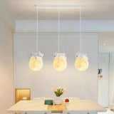 Lámpara colgante de tres luces LED infantil con diseño de osos y conejos para isla de cocina
