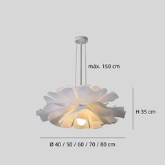 Lámpara colgante flor nórdica LED blanca regulable en altura para dormitorio
