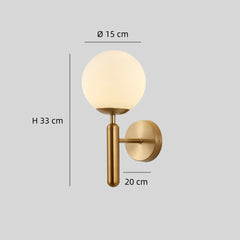 Aplique pared con bola de vidrio blanca LED moderno para mesita de noche