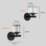 Aplique de pared cristal moderno LED negro elegante para salón