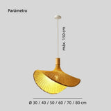 Lámpara colgante de bambú natural LED tipo sombrero para comedor