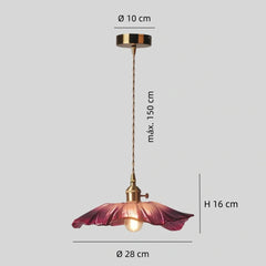 Lámpara colgante flor de cristal rosa vintage ajustable en altura para comedor