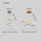 Lámpara colgante de 3 anillos de diseño moderno regulable en altura para comedor