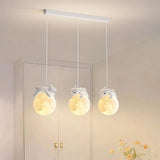 Lámpara colgante de tres luces LED infantil con diseño de osos y conejos para isla de cocina