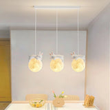 Lámpara colgante de tres luces LED infantil con diseño de osos y conejos para isla de cocina
