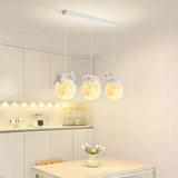 Lámpara colgante de tres luces LED infantil con diseño de osos y conejos para isla de cocina