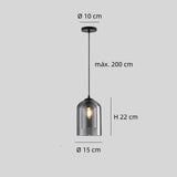 Lámpara colgante de cristal moderna regulable en altura con doble pantalla para comedor