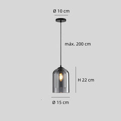Lámpara colgante de cristal moderna regulable en altura con doble pantalla para comedor