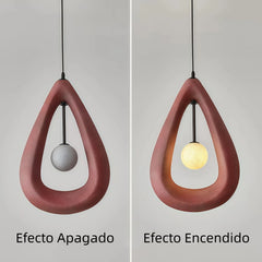 Lámpara colgante Japandi de resina con diseño de gota y luz suave para comedor