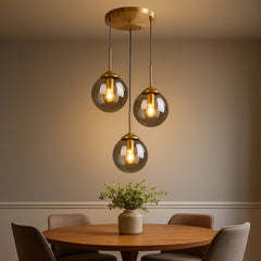 Lampara colgante esfera de vidrio moderna LED altura regulable para comedor