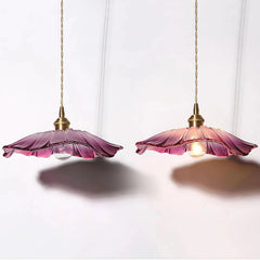 Lámpara colgante flor de cristal rosa vintage ajustable en altura para comedor