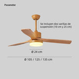 Ventilador de techo con luz de madera silencioso nórdico para salón