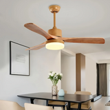 Ventilador de techo con luz de madera silencioso nórdico para salón