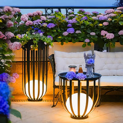 Lámpara de pie solar exterior LED IP65 moderna con soporte para plantas