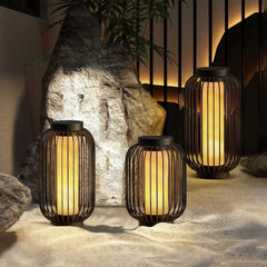 Lámpara solar de pie exterior LED IP65 estilo farol chino para jardín