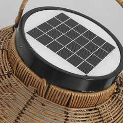 Lámpara de pie solar para exterior LED IP65 tipo farol de ratán para terraza