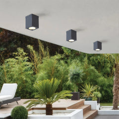 Foco de superficie LED IP65 rectangular negro moderno para pasillo