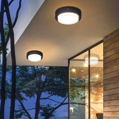 Plafón de techo exterior LED IP65 negro moderno para pasillo