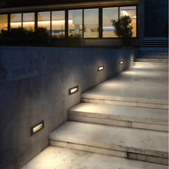 Aplique empotrable exterior rectangular IP65 con sensor de movimiento negro para paso