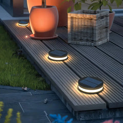 Luz solar de suelo LED moderna negra redonda IP65 para camino