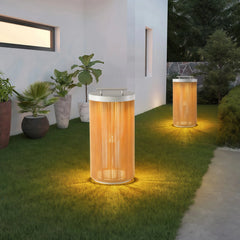 Lámpara solar de pie exterior LED IP65 portátil cilíndrica trenzada