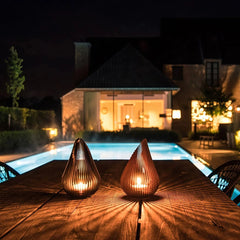 Portavelas de exterior de metal con diseño moderno decorativo