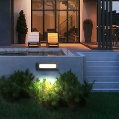 Aplique rectangular exterior IP65 con sensor para zonas de paso