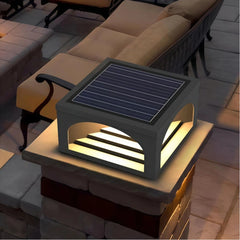 Baliza sobremuro exterior solar LED IP65 de diseño rectangular para pilar