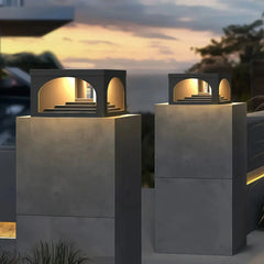 Baliza sobremuro exterior solar LED IP65 de diseño rectangular para pilar