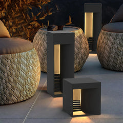 Baliza de jardín exterior negra IP65 rectangular de diseño moderno